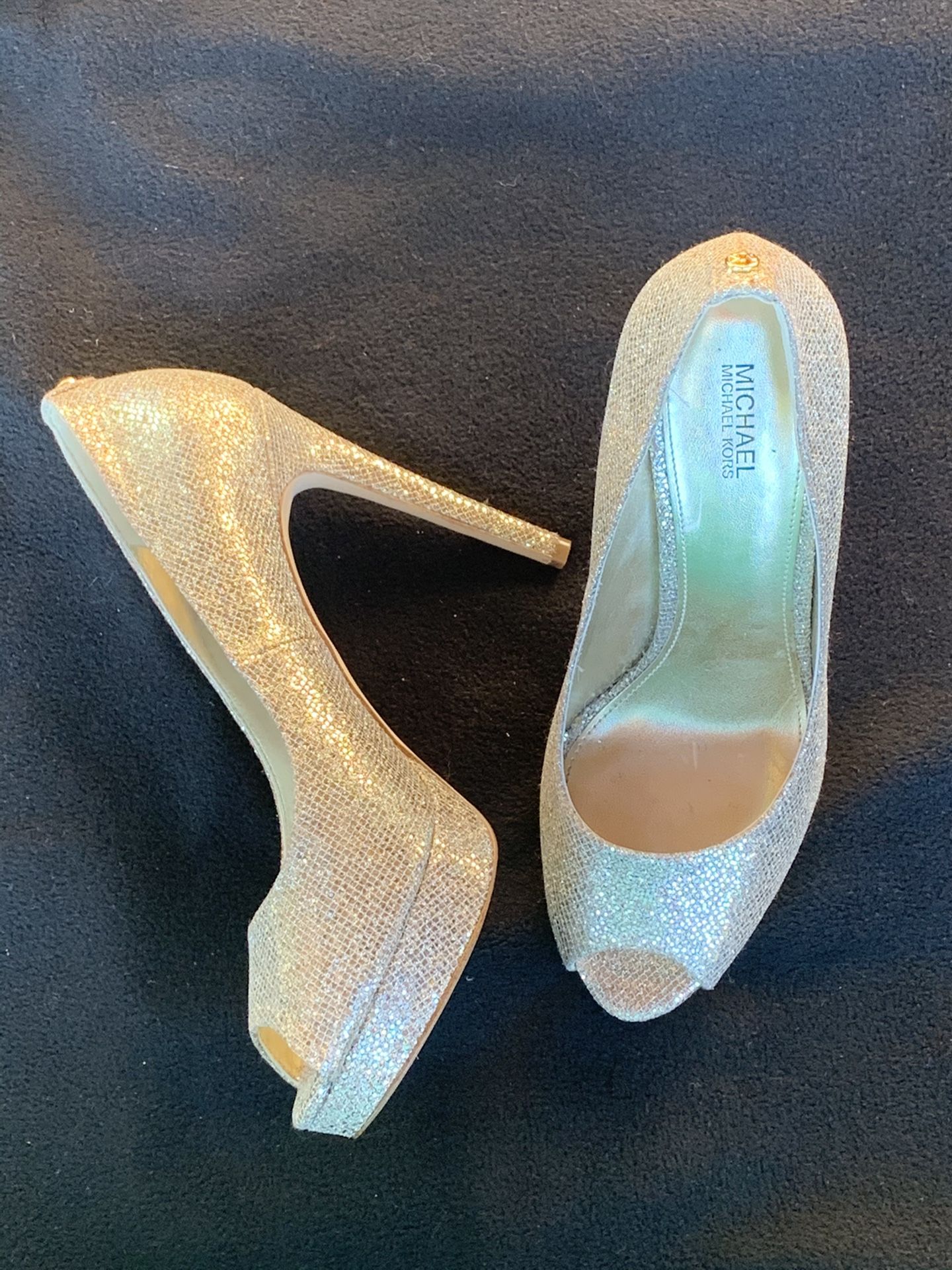 Diamond glitter fabric 5” platform heels size 7.5 Michael Kors