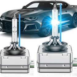 Fit for Chevrolet 2014-2017 Chevy Camaro Impala Corvette SS D3S HID Xenon Headlight Bulbs, 350% Brightness, High Low Beam Light Bulb, 8000K White Blue