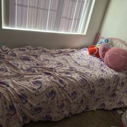 Pink Twin Bed-frame & Mattress 