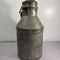 Dutch Farms Dairy Metal Milk Can with Lid and Handle Buhl Ohio Sealed