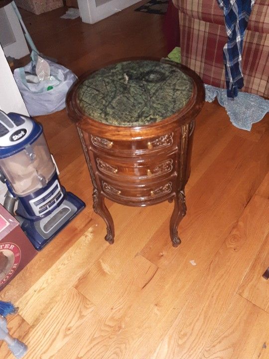Beautiful  Antique  Marble Top Side Table  
