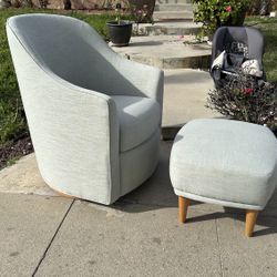 CRATE & BARREL LYRIC SAGE GREEN CURVED NURSERY GLIDER CHAIR