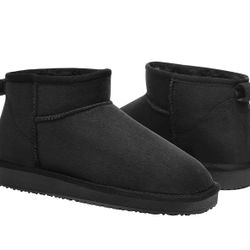 Black Ankle Boots With Faux Fur Inside Size 10