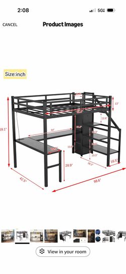 Loft bed with desk