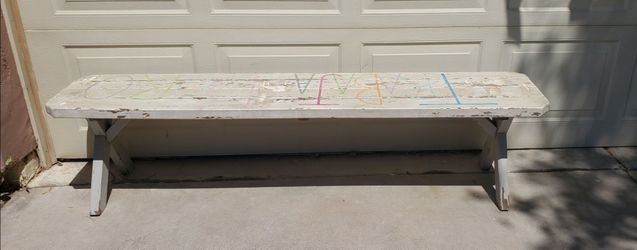 White wood bench