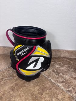 Bridgestone Golf Den Caddy Mini Staff Bag Black Yellow Pink Ball Storage