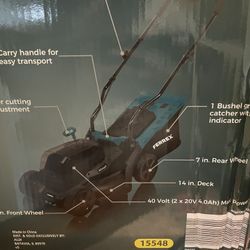 Electric cordless lawn mower Brand New In The Box Never Used 