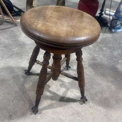 Antique Stool With Claw Glass Feet