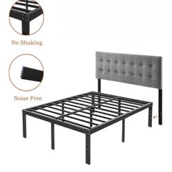 Zinus Metal Platform Queen Bed Frame With Upholstered Headboard No Box Spring Needed 
