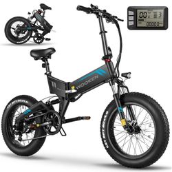 Wooken 20"X4.0 Fat Tire Electric Bike for Adults, 500W Foldable Electric Bicycle with 48V 10Ah Built-in Battery, Shimano 7 Speed, Dual Shock Absorber