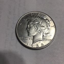 Key 1935 Peace Silver Dollar 