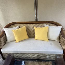 Sofa Set (Solid Teakwood And Cane) Thumbnail