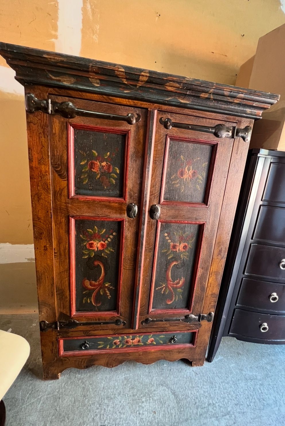 Mexican Painted Wood Cabinet