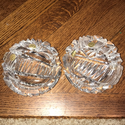 crystal made in yugoslavia rucni rad 24% Pb ash tray or candle holders