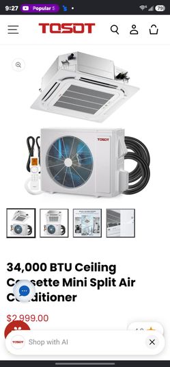 Tosot 36k btu mini split cassette system