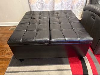 Leather storage ottoman