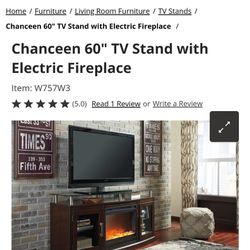 Chance  60" TV Stand With Electric Foreplace