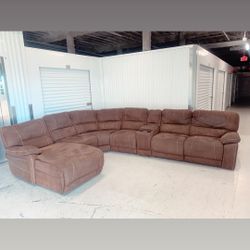 Comfy Brown Recliner Sectional Couch 