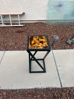 Custom Handmade Metal & Wood Side Table