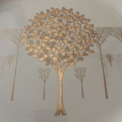 Golden Mist Otaguri Japan plate 12” platter round gold trees rim melamine