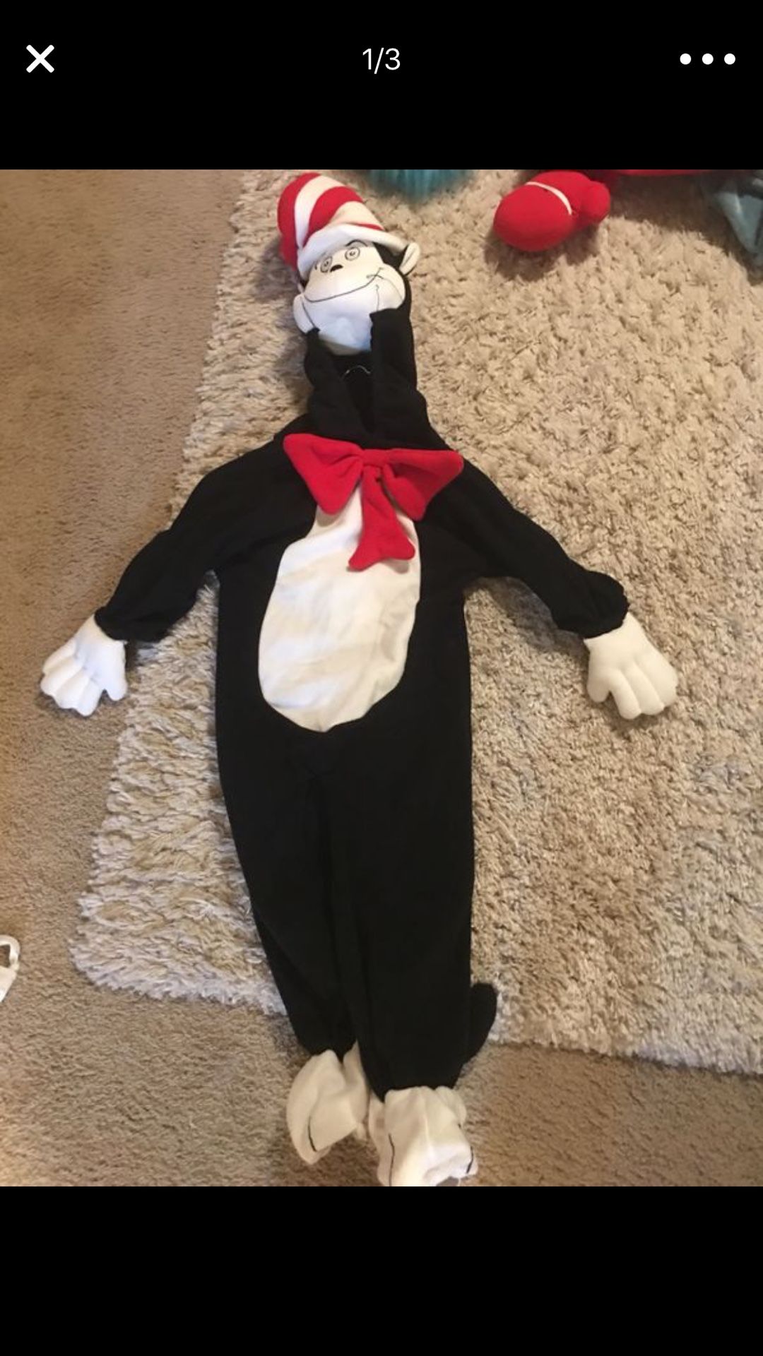 Child size small high quality super warm Cat in Hat costume