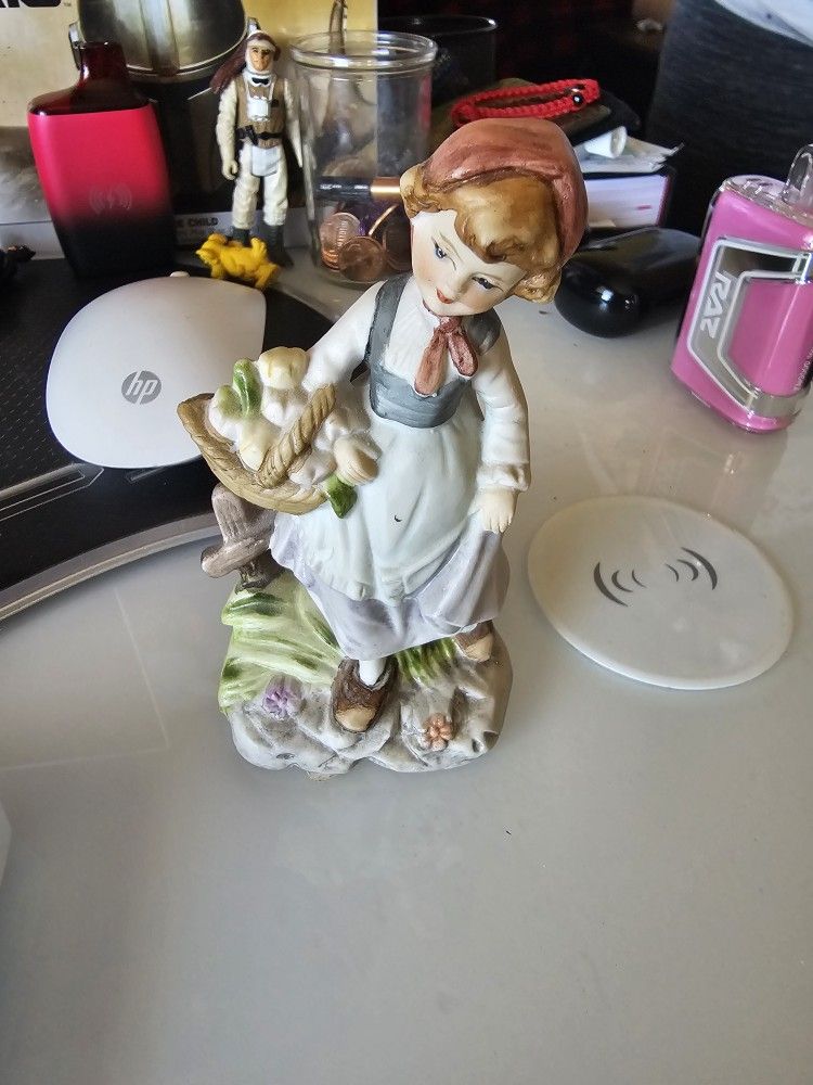 Norcrest Figurine Lady With Flower Basket