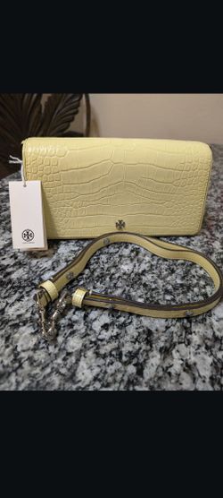TORY BURCH EMERSON EMBOSSED CONVERTIBLE CROSSBODY 160763 PASTEL YELLOW !!