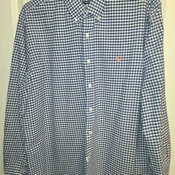 Ralph Lauren Gingham Shirt Classic Fit Button Down Long Sleeve Blue XL