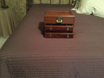 Wood jewelry box with locking compartment