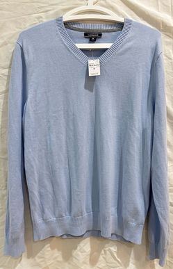 Lands' End Men's Light Blue V-Neck Sweater