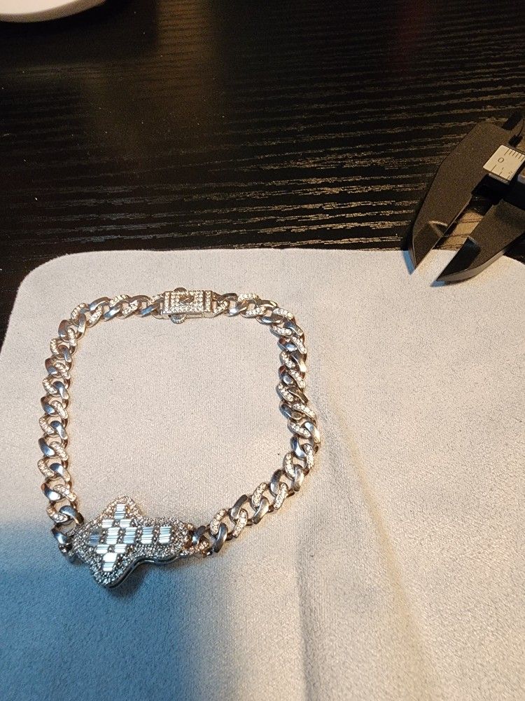 Moissanite Cross Cuban Bracelet