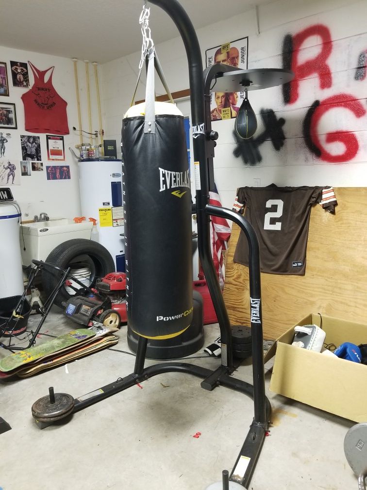 Punching bag with stand.