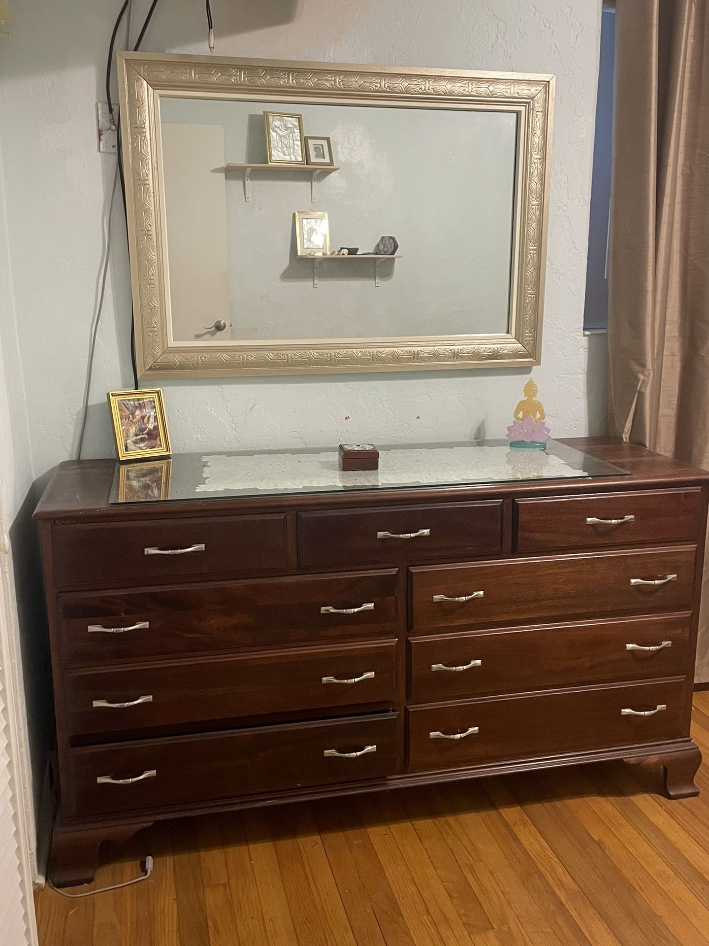 Antique Solid Mahogany 9 Drawer Dresser