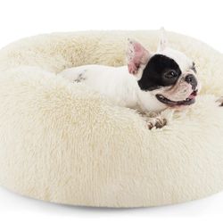 Bedsure Calming Dog Bed for Small Dogs - Donut Washable Small Pet Bed, Round Anti-Slip Fluffy Plush Faux Fur Large Cat Bed, Fits up to 25 lbs Pets, Oa