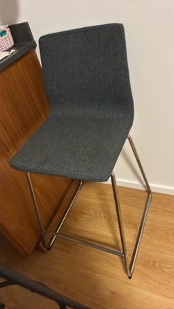 Gray Fabric Bar Stool with Chrome Frame
