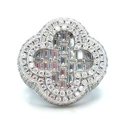 925 Sterling Silver Moissanite Clover Ring 16.20g Size 9 200620/8