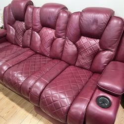 Red Leather Reclining Couch