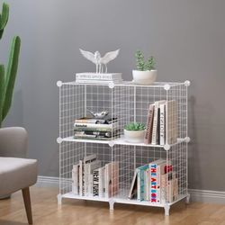 4 Cube Metal Grid Wire Storage Shelf