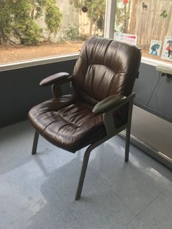 Brown leather waiting room chairs