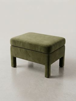 Olive Green Fully Upholstered Velvet Ottoman