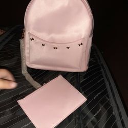 Pink Leather Backpack / Wallet