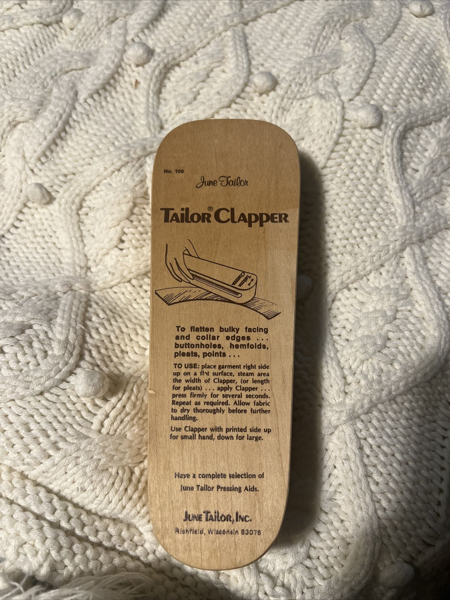 New Vintage June Tailor No. 100 Wood Tailor Clapper Sewing Pressing Tool