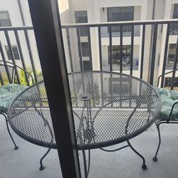 Metal Table And 2 Chairs With Cushions