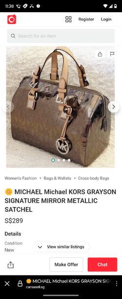 Michael KORS GRAYSON MIRRORED Metallic Satchel