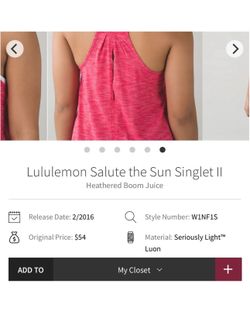 Lululemon Tank Sz 8
