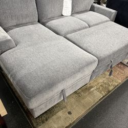 2 Piece Sectional With Storage Chaise & Pull Out Bed On Sale