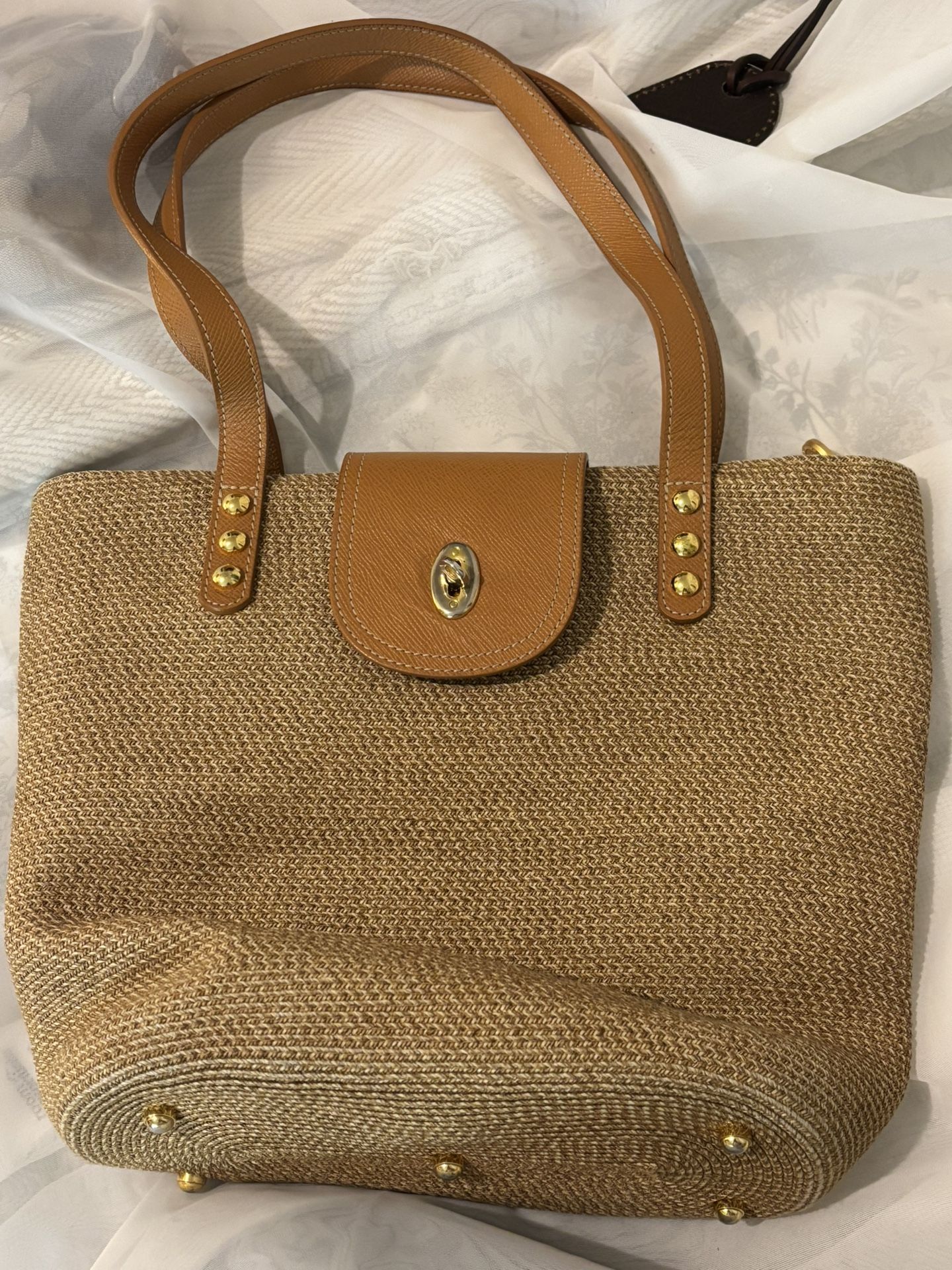 Eric Javits Tan Woven Tote Bag