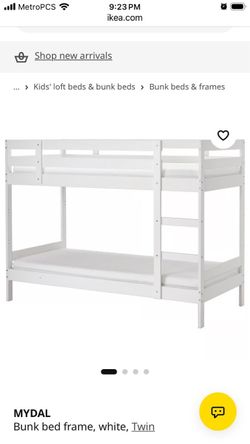 FREE IKEA MYDAL Twin Bunk Bed Frame White