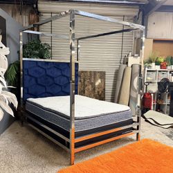 Very Pretty Queen Size Canopy Bedframe With Brand New Mattress  - Delivery Available