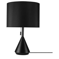 NEW! Globe Electric 23" Table Lamp, Black Base, Black Fabric Shade, CEC Title 20 LED Bulb Included